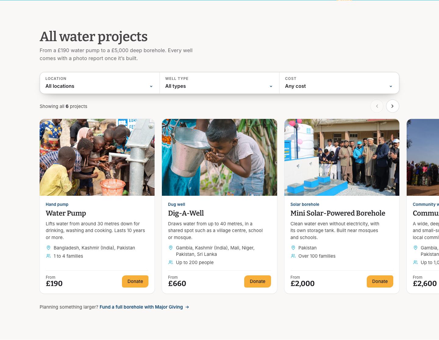 All water projects carousel