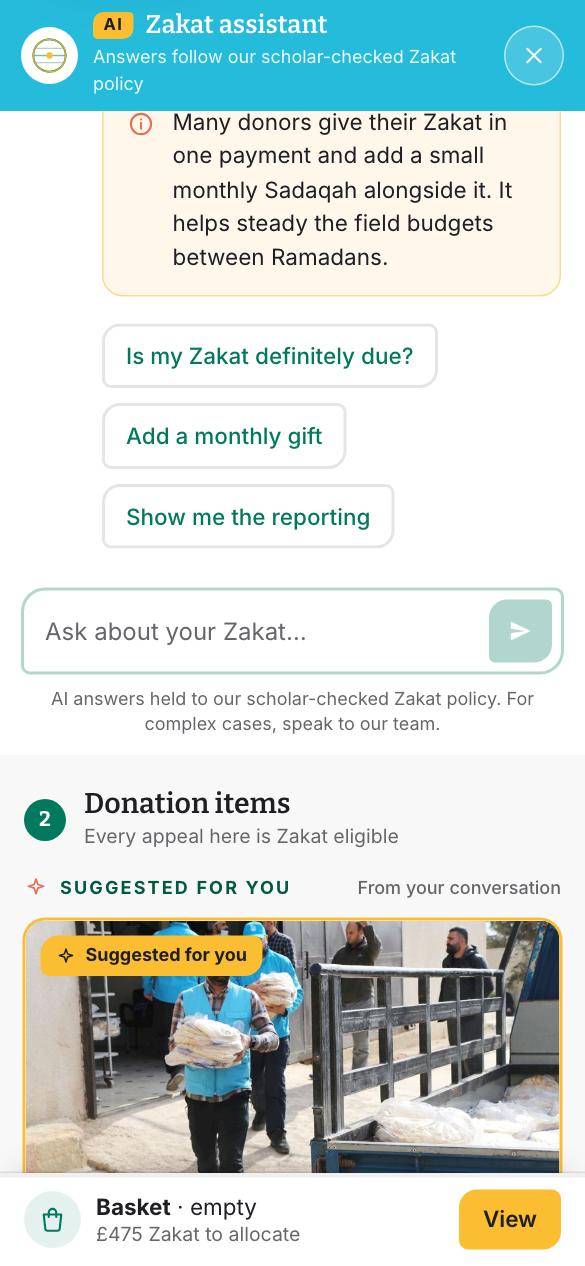 Phone: the donation items start where the chat stops